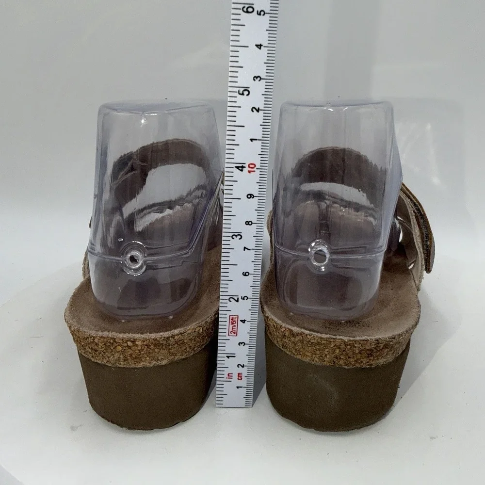 NAOT Women Jessica Wedge Toe Loop Sandals Size 39 EU /‎ 8 US Brown Leather